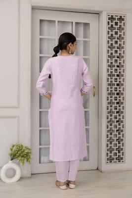 Lavendar viscosee embroidery work ethnic salwar suit 2