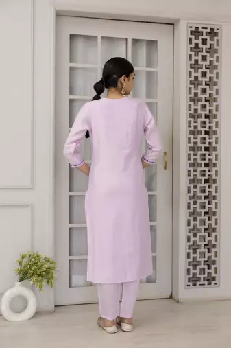 Lavendar viscosee embroidery work ethnic salwar suit