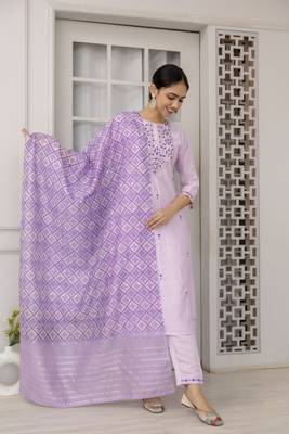 Lavendar viscosee embroidery work ethnic salwar suit 3