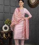 Baby pink viscosee embroidery work ethnic salwar suit