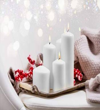 Voidrop pure wax cinnamon fragranced (cinnamon) pillar candles, set of 4 scented pillar candles color white 1