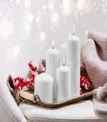 Voidrop pure wax cinnamon fragranced (cinnamon) pillar candles, set of 4 scented pillar candles color white