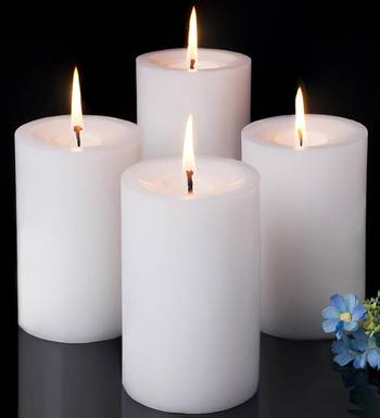Voidrop pure wax cinnamon fragranced (cinnamon) pillar candles, set of 4 scented pillar candles color white 2