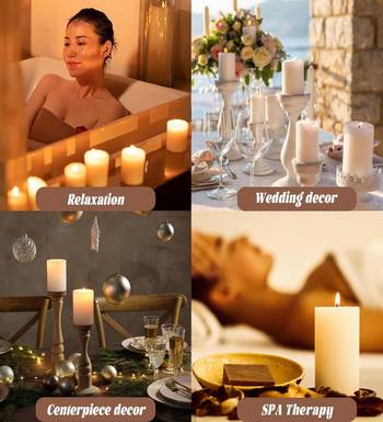 Voidrop pure wax cinnamon fragranced (cinnamon) pillar candles, set of 4 scented pillar candles color white 3