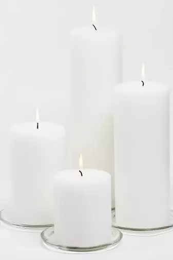 Voidrop pure wax cinnamon fragranced (cinnamon) pillar candles, set of 4 scented pillar candles color white