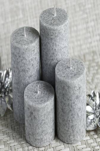 Voidrop pure wax cinnamon fragranced (cinnamon) pillar candles, set of 4 scented pillar candles color grey