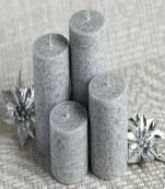 Voidrop pure wax cinnamon fragranced (cinnamon) pillar candles, set of 4 scented pillar candles color grey