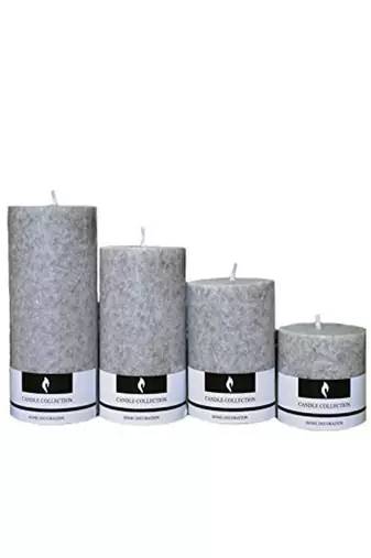Voidrop pure wax cinnamon fragranced (cinnamon) pillar candles, set of 4 scented pillar candles color grey