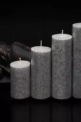 Voidrop pure wax cinnamon fragranced (cinnamon) pillar candles, set of 4 scented pillar candles color grey