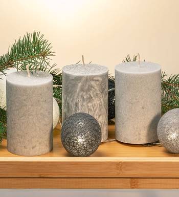 Voidrop pure wax cinnamon fragranced (cinnamon) pillar candles, set of 4 scented pillar candles color grey 4