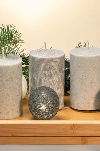 Voidrop pure wax cinnamon fragranced (cinnamon) pillar candles, set of 4 scented pillar candles color grey