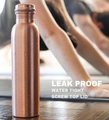 Voidrop pure copper water bottle leak proof 1 ltr brown-copper vessel water bottle-capacity 34 oz plain copper bottle 1