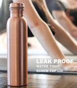 Voidrop pure copper water bottle leak proof 1 ltr brown-copper vessel water bottle-capacity 34 oz plain copper bottle