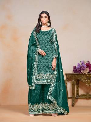 Rama gold crush fabric designer embroidery work heavy looks palazzo dress 1