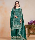 Rama gold crush fabric designer embroidery work heavy looks palazzo dress