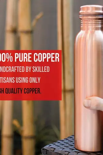 Voidrop pure copper water bottle leak proof 1 ltr brown-copper vessel water bottle-capacity 34 oz plain copper bottle