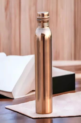 Voidrop pure copper water bottle leak proof 1 ltr brown-copper vessel water bottle-capacity 34 oz plain copper bottle