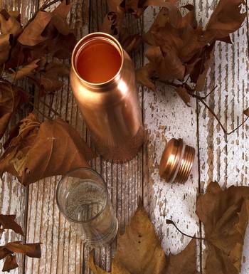 Voidrop pure copper water bottle leak proof 1 ltr brown-copper vessel water bottle-capacity 34 oz plain copper bottle 4