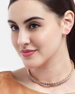 Mansiyaorange single line white  ad stone choker set for girls and women 1