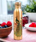 Voidrop peacock design 1 ltr leak proof pure copper water bottle-copper vessel water bottle peacock design