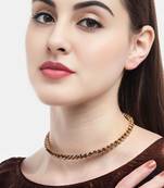 Mansiyaorange single line copper golden  ad stone choker set for girls and women