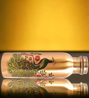 Voidrop peacock design 1 ltr leak proof pure copper water bottle-copper vessel water bottle peacock design 4