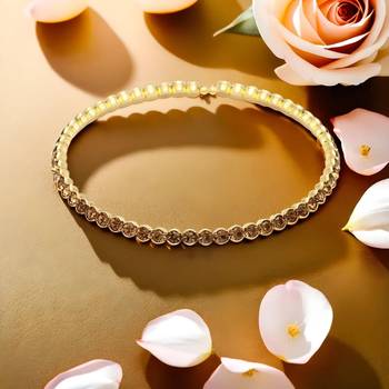 Mansiyaorange single line copper golden  ad stone choker set for girls and women 3