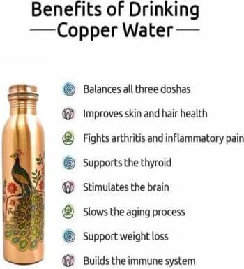 Voidrop peacock design 1 ltr leak proof pure copper water bottle-copper vessel water bottle peacock design 5