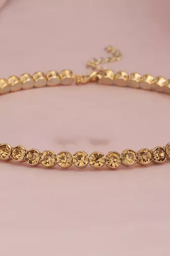 Mansiyaorange single line copper golden  ad stone choker set for girls and women
