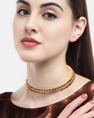 Mansiyaorange double line  copper golden ad stone choker set for girls and women 1