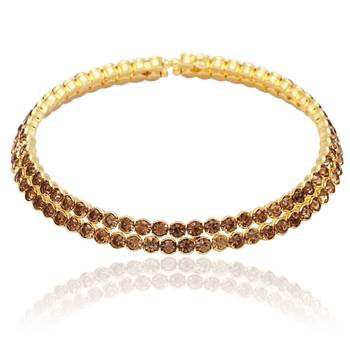 Mansiyaorange double line  copper golden ad stone choker set for girls and women 5