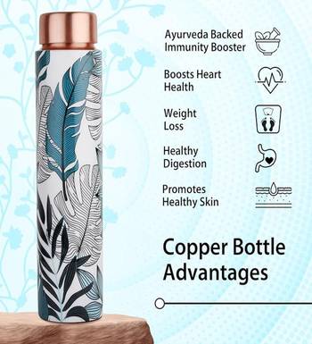 Voidrop meenakari leaf design 750 ml leak proof pure copper water bottle-copper pure copper bottle leaf design 4