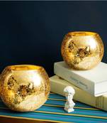 Voidrop set of 2 votive tealight candle holders mercury glass  candle holder ice cracked glass bowl candle