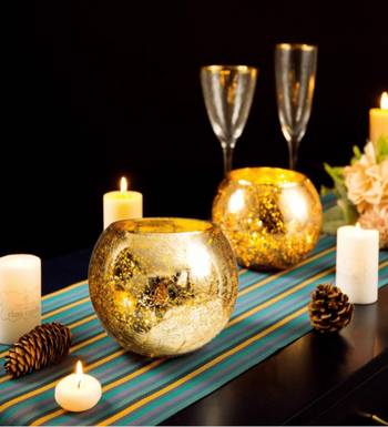 Voidrop set of 2 votive tealight candle holders mercury glass  candle holder ice cracked glass bowl candle 2