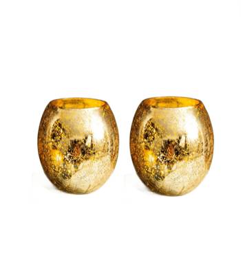 Voidrop set of 2 votive tealight candle holders mercury glass  candle holder ice cracked glass bowl candle 3