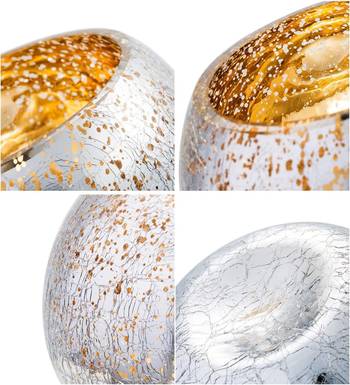 Voidrop set of 2 votive tealight candle holders mercury glass  candle holder ice cracked glass 5