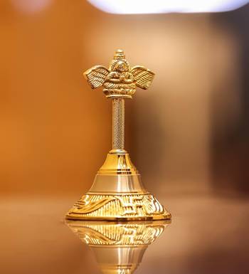 Voidrop Gold Polish Pooja Bell Garuda Ghanti, Hand Bell (Height- 4 Inch) 1