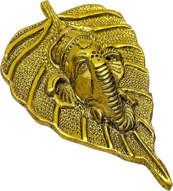 Voidrop beautiful gold plated leaf ganesh face wall hanging 1