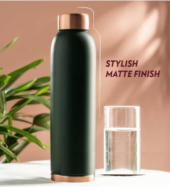 Voidrop green 1ltr leak proof pure copper water bottle matte finish-copper plain green copper bottle 2