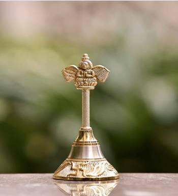 Voidrop Gold Polish Pooja Bell Garuda Ghanti, Hand Bell (Height- 4 Inch) 2