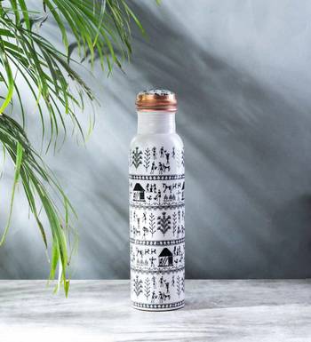 Voidrop meenakari design 1 ltr leak proof pure copper water bottle-copper bottle-capacity 34 oz pure copper bottle 2