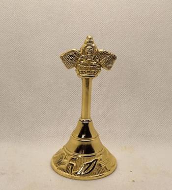 Voidrop Gold Polish Pooja Bell Garuda Ghanti, Hand Bell (Height- 4 Inch) 3