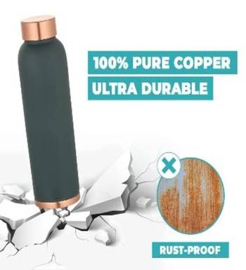 Voidrop green 1ltr leak proof pure copper water bottle matte finish-copper plain green copper bottle 3
