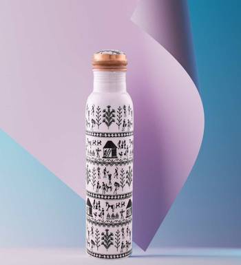 Voidrop meenakari design 1 ltr leak proof pure copper water bottle-copper bottle-capacity 34 oz pure copper bottle 3