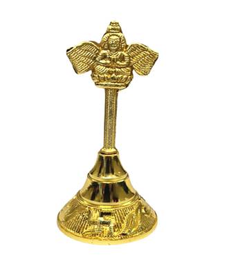 Voidrop Gold Polish Pooja Bell Garuda Ghanti, Hand Bell (Height- 4 Inch) 4