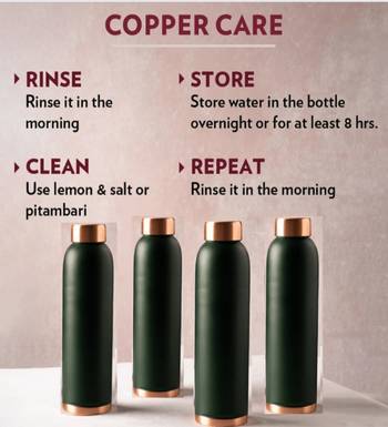 Voidrop green 1ltr leak proof pure copper water bottle matte finish-copper plain green copper bottle 5