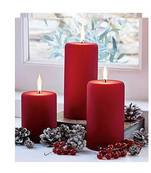 VoiDrop Pure Wax Cinnamon Fragranced (Cinnamon) Pillar Candles, Set of 3 Scented Pillar Candles Red