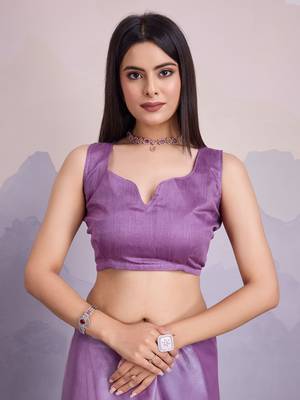 Lavender jimmi silk blend c thread sequins embroidery work heavy ceremonial saree 5
