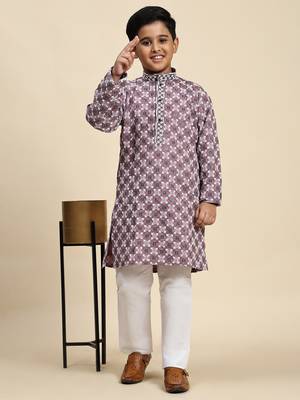 Pink floral printed cotton kurta & pant set for boys party,wedding outfits traditional wear 2