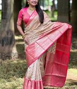 Chiku tissue silk traditionally rich Woven jari designer saree